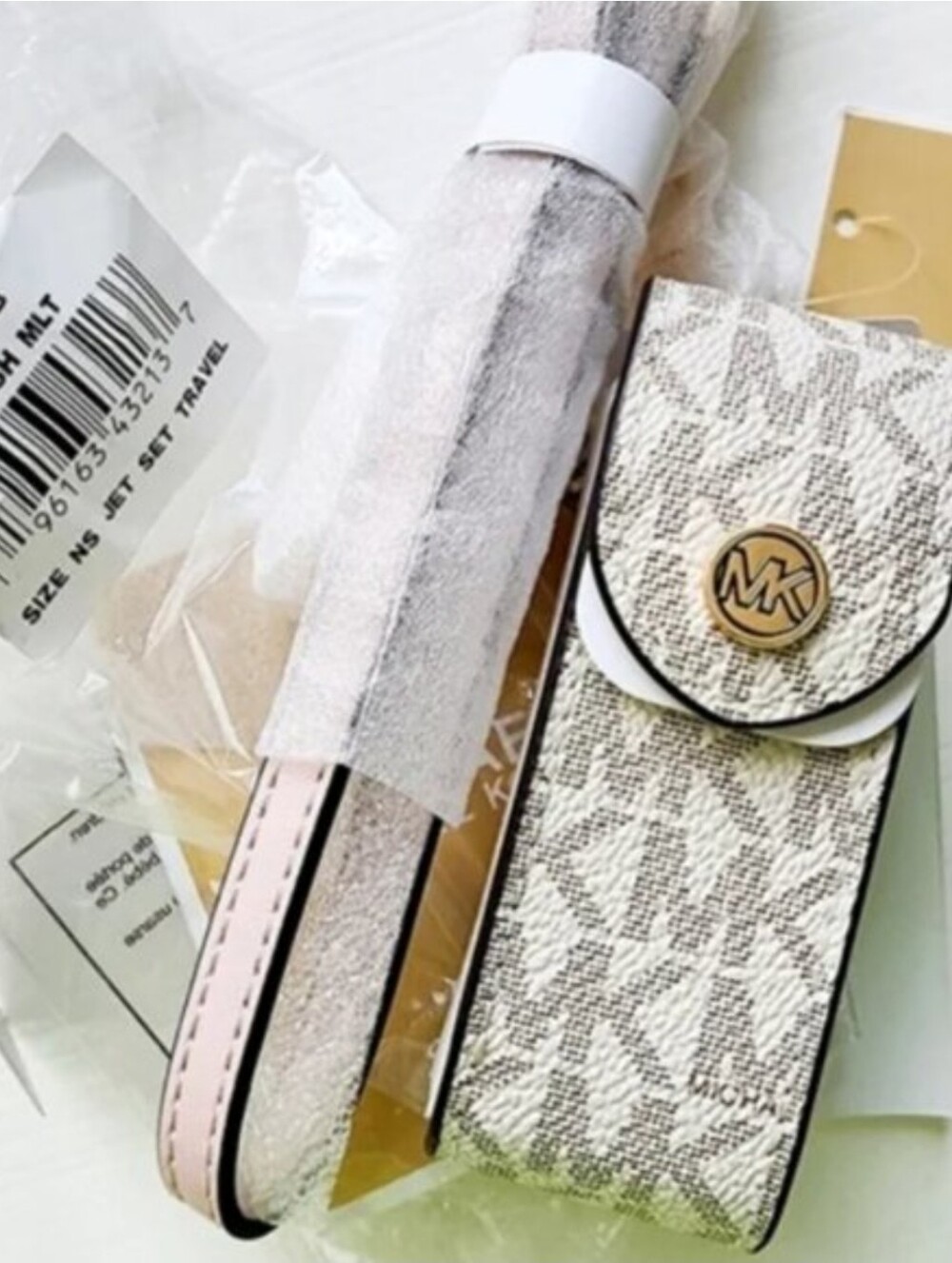 Michael Kors Lipstick Lanyard In Blush Pink MK Signature